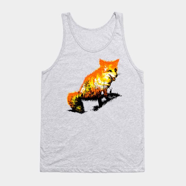 Fire Fox Forest Fire Tank Top by kookylove